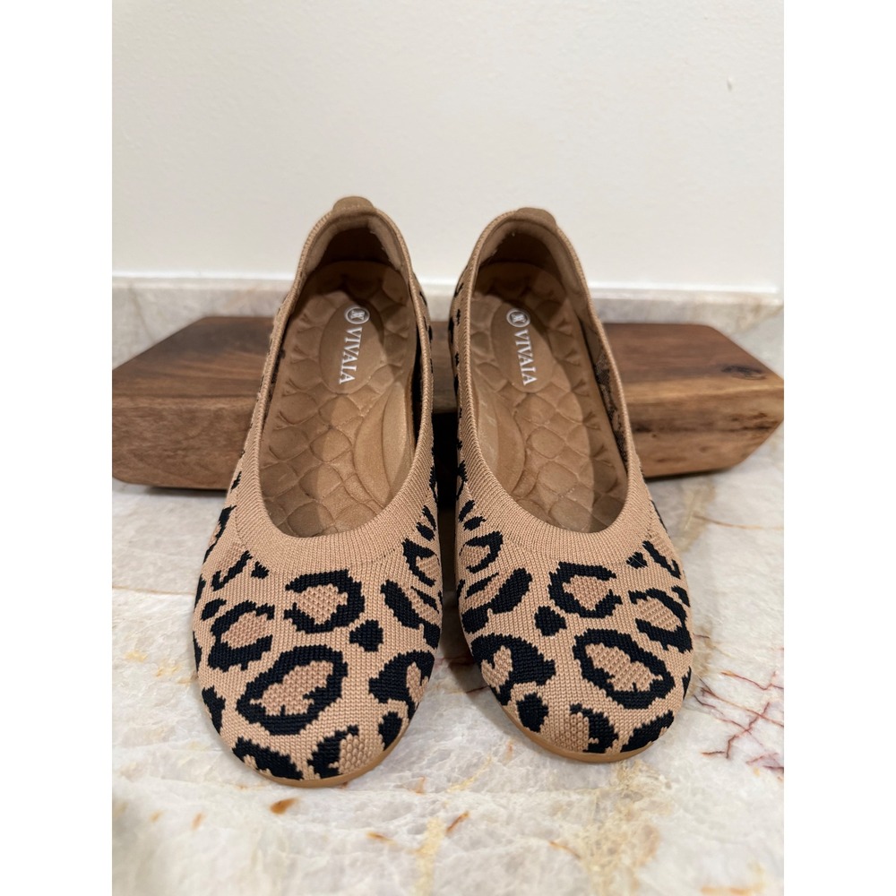 VIVAIA Claire Dark Leopard Knit Round Toe Ballet Flats Size 37 US 6.5 - Picture 7 of 10